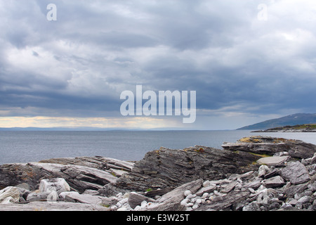 summer north norwegian landscape. Arctic Ocean, Barents Sea coast, Norway. Stock Photo