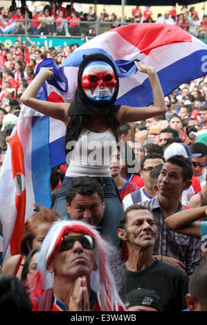 San Jose, Costa Rica. 29th June, 2014. A Costa Rica's fan poses before a Round of 16 match between Costa Rica and Greece of 2014 FIFA World Cup in San Jose, capital of Costa Rica, on June 29, 2014. © Kent Gilbert/Xinhua/Alamy Live News Stock Photo