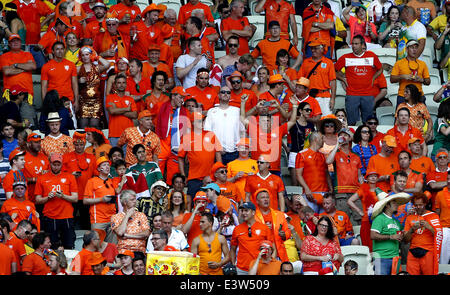 Fortaleza, Brazil. 29th June, 2014. Netherlands's fans watch a Round of 16 match between Netherlands and Mexico of 2014 FIFA World Cup at the Estadio Castelao Stadium in Fortaleza, Brazil, on June 29, 2014. Credit:  Zhou Lei/Xinhua/Alamy Live News Stock Photo