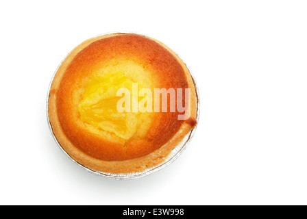 top view egg tart on white with clipping path Stock Photo