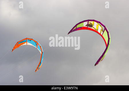 Close up of two kites in the sky Stock Photo