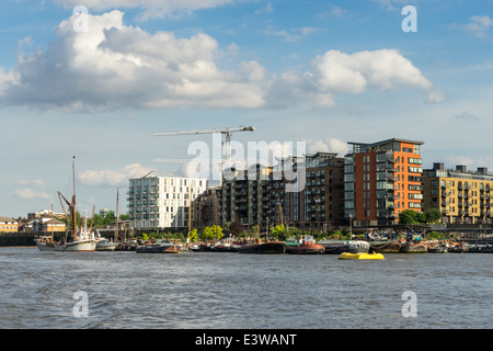 Thames barge moored on the River Thames Stock Photo