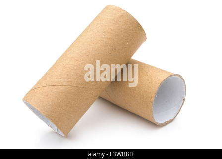 two empty toilet roll on white Stock Photo