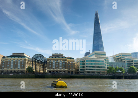 View from the River Thames. Late afternoon sun lights up the London skyline. The Shard is the tallest skyscraper in Western Euro Stock Photo