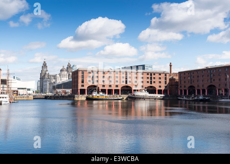 Albert Dock and Liver Buildings Liverpool UK Stock Photo