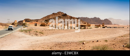 Jordan, Wadi Rum, Bedouin village in desert, panoramic Stock Photo