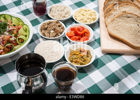 A table set with local salads Stock Photo