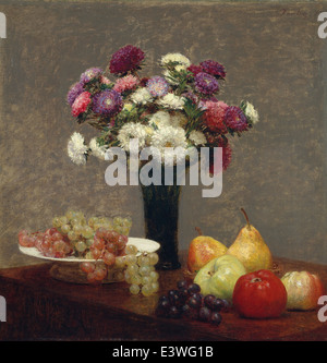 Henri Fantin-Latour - Asters and Fruit on a Table - 1868 - MET Museum - New-York Stock Photo