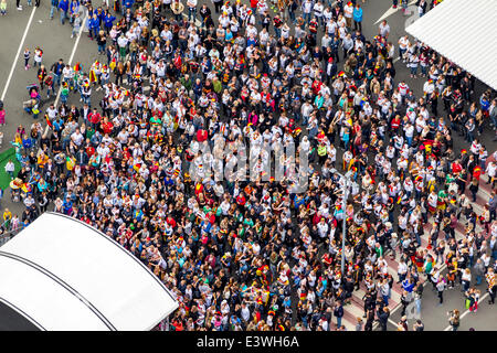 Aerial view, public watching a screening of a football match at Hammer Handelshof, FIFA World Cup 2014, Hamm, Ruhr Area Stock Photo