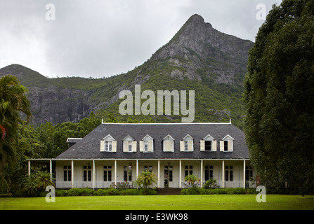 Exterior of La Maison Creole a French colonial house, also known as Eureka, or house of 109 doors in Moka, Mauritius