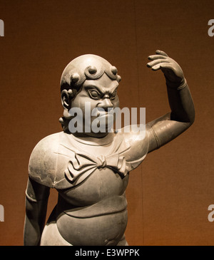 a japanese statue, shoaku doji in the etnographic museum of Leiden in Holland Stock Photo