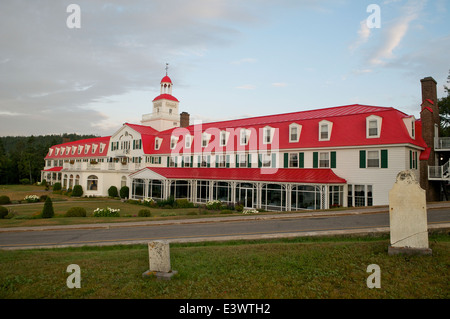 Hotel Tadoussac, dating from 1864, overlooks the Tadoussac Bay of the St. Lawrence River in Quebec, Canada. Stock Photo