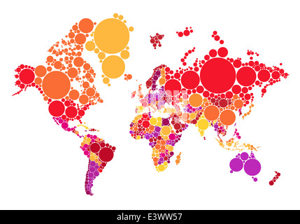 Political abstract dot world map with countries, vector illustration map source NASA Public Domain Stock Photo