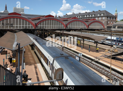 Regional IC3 train at platform at Copenhagen central station Stock Photo