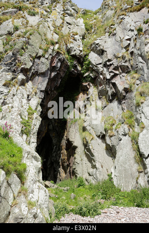 Davaar island cave with a painting of the crucifixion inside Stock Photo