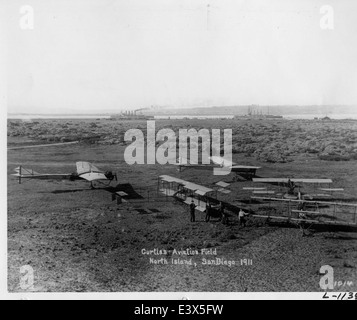 04-00001 Early Airplanes at Curtiss Field Stock Photo