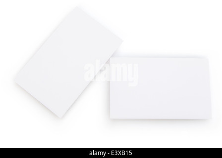 blank business cards on white with clipping path Stock Photo