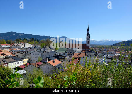 View of Bad Tölz, Isarwinkel, Upper Bavaria, Bavaria, Germany Stock Photo