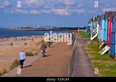 Tankerton beach with beach huts Whitstable Stock Photo