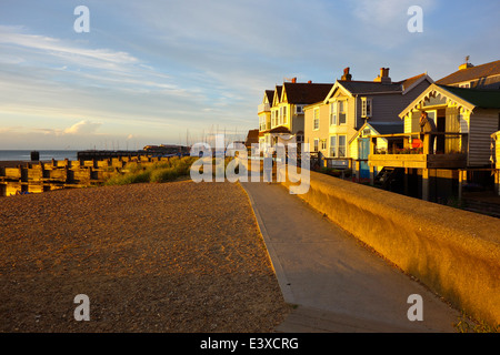 Whitstable sea front beach with houses and shacks Stock Photo