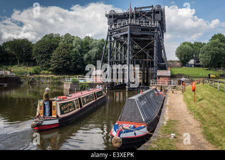 The Anderton boat lift on the Trent & Mersey canal at Anderton near Northwich in Cheshire, North West England. Stock Photo