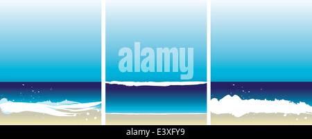 Set of 3 abstract vecot beach illustrations Stock Vector