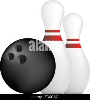 simple icon style illustration of bowling ball and pins Stock Vector