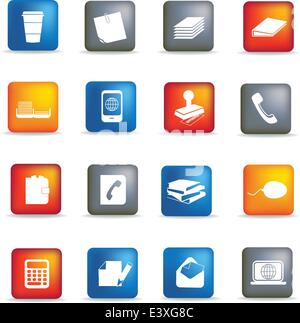 business office items illustrated as black silhouettes Stock Vector
