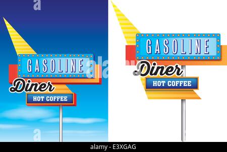 1950s style of american roadside motel advertising isolated on a white background, vector available Stock Vector