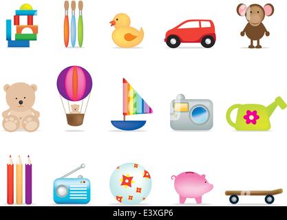 A set of 15 vector toy illustrations for under fives Stock Vector