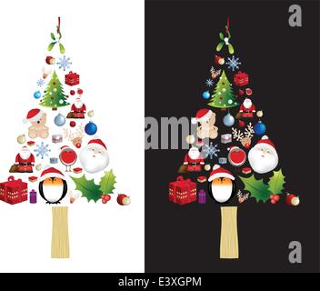 symbol of a christmas tree made up from many different christmas elements Stock Vector
