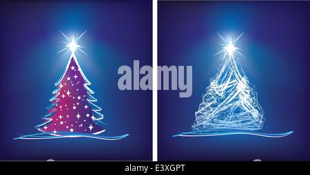 abstract christmas tree modern illustration in blue Stock Vector