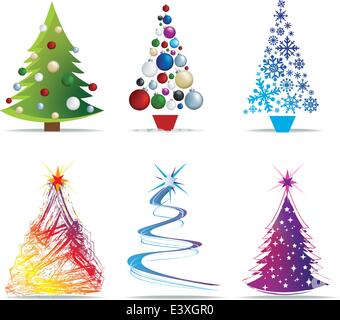 christmas tree modern illustrations in a loose abstract style Stock Vector