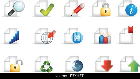 business document icon set representing workplace and communication and useful office symbols Stock Vector