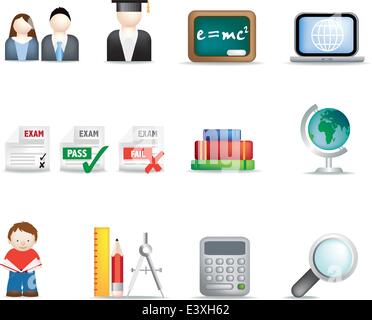 illustration of detailed coloured education icon set Stock Vector Image ...