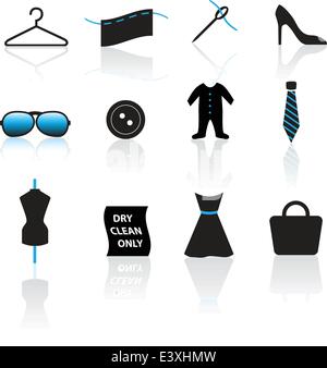 illustration of a set of fashion and clothing icons Stock Vector