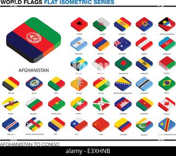 isolated world flags in flat colour on a white background, part of a series Stock Vector