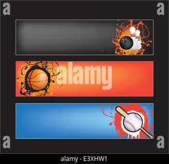 illustration set of sports banners on coloured  background Stock Vector