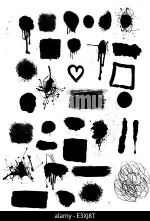 black grunge and and marks on white background Stock Vector