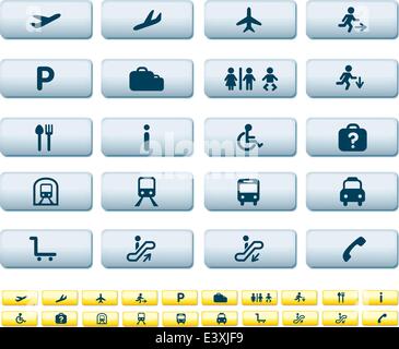 illustration set of various icons found at train and airports Stock Vector
