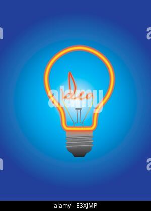 ILLUSTRATION ON A BLUE GRADIENT BACKGROUND FOR THE THEME OF IDEAS Stock Vector