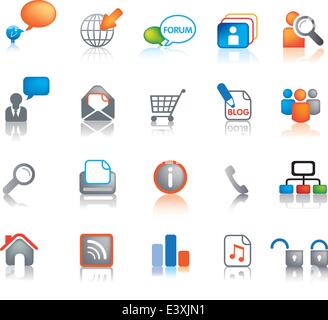 illustration of simple web and internet icons and symbols and buttons Stock Vector