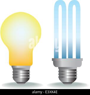 illustration of old style and new energy saver bulb Stock Vector