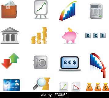 MONEY ICON ILLUSTRATION SET OF DETAILED DRAWINGS Stock Vector