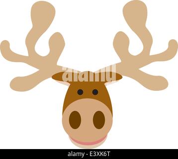 illustration cartoon style of a big moose head Stock Vector