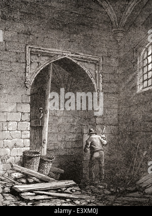 The cellar where Guy Fawkes and his accomplices placed gunpowder under Parliament House, London, England. Stock Photo