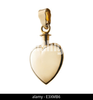 Pendant silver and gold, heart shaped locket lockets. tear drop shape jewelery. on white background. Stock Photo