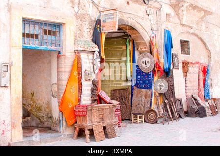 Traditional artifacts for sale in the Medina in the coastal town of Essaouira, Morocco, North Africa. Stock Photo