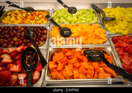 A salad bar in a delicatessen in New York on Friday, June 27, 2014 is all ready for the lunch time rush. (© Richard B. Levine) Stock Photo