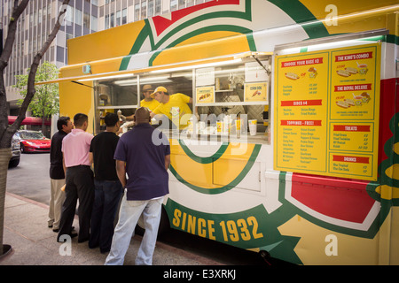 The newly minted Papaya King food truck is seen in Midtown Manhattan in New York Stock Photo